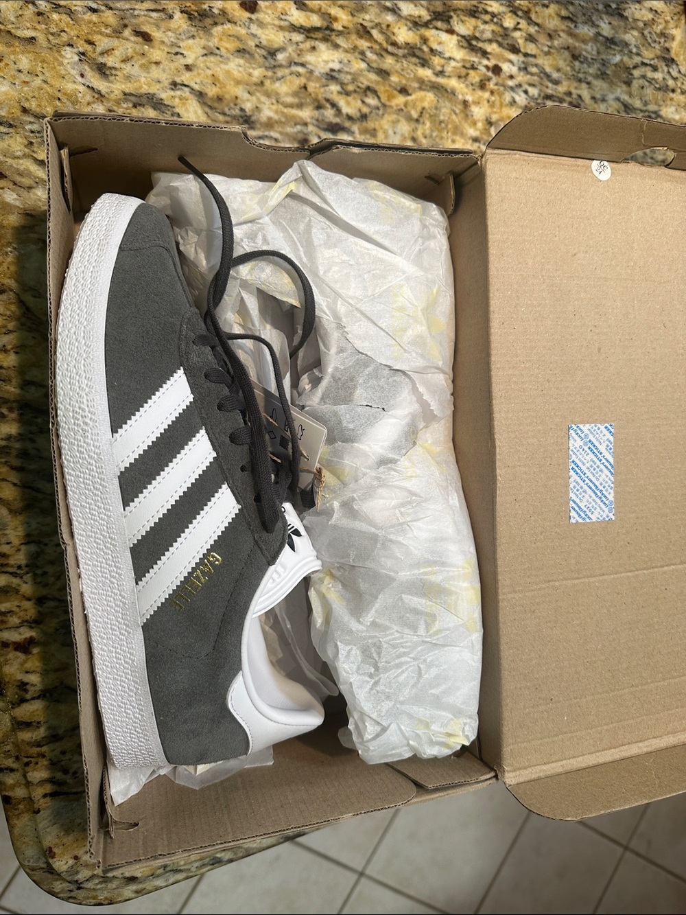 adidas Gray and White Suede Gazelle